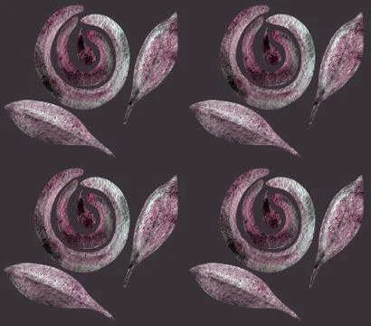 Seamless pattern with flowers and leaves  isolated. Watercolor roses, peonies. Stock Illustration