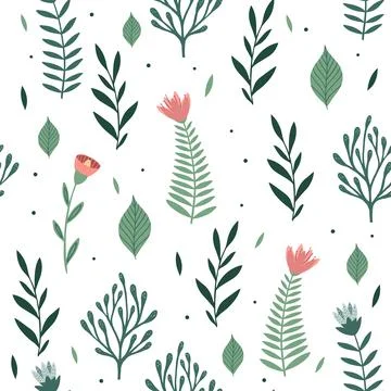 Seamless pattern with flowers and leaves. Creative floral texture. Great for Stock Illustration