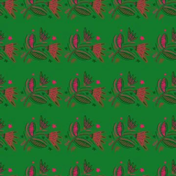 Seamless pattern with flowers and leaves. Illustrazione stock