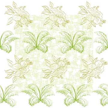 Seamless pattern, flowers and plant Stock Illustration