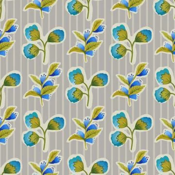 Seamless pattern with flowers and zigzag backdrop. Stock Illustration