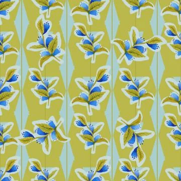 Seamless pattern with flowers and zigzag backdrop. Stock Illustration