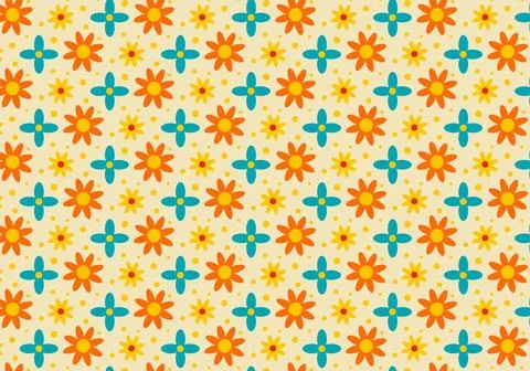 Seamless pattern with flowers on a beige background. Stock Illustration