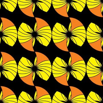 Seamless pattern with flowers on a black background Stock Illustration