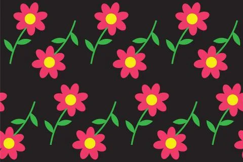 Seamless pattern with flowers on black board. Spring illustration Stock Illustration