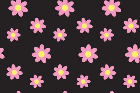 Seamless pattern with flowers on black board. Spring illustration. Beautiful Stock Illustration