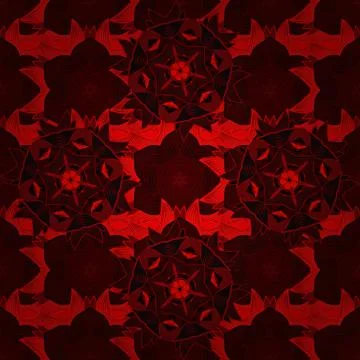 Seamless pattern with flowers. Black, brown and red colors. Mandala vector flora Illustrazione stock