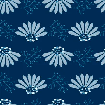 Seamless pattern with flowers on a blue background. For wrapping paper, textiles Stock Illustration