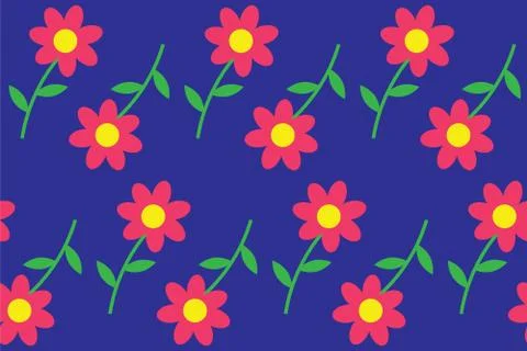 Seamless pattern with flowers on blue board. Spring illustration Stock Illustration