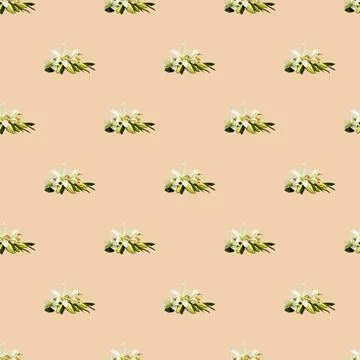 Seamless pattern with flowers on a bright background. Minimal isometric food  스톡 사진