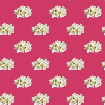 Seamless pattern with flowers on a bright background. Minimal isometric food  Фото