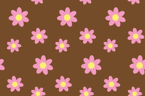 Seamless pattern with flowers on brown board. Spring illustration Stock Illustration