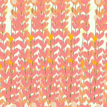 Seamless pattern of flowers in cartoon style flat Stock Illustration