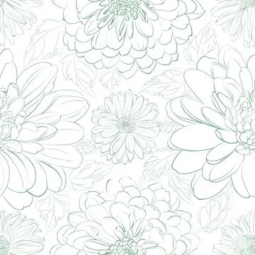 Seamless pattern from flowers of chrysanthemums on a white background. Stock Illustration