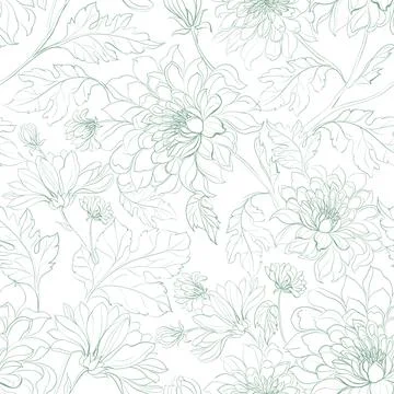 Seamless pattern from flowers of chrysanthemums on a white background. Stock Illustration
