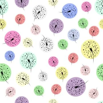 Seamless pattern with flowers. Dandelions are multicolored Illustrazione stock