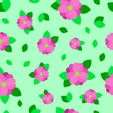 Seamless pattern, flowers of different sizes and leaves - Vector Seamless ... Foto stock