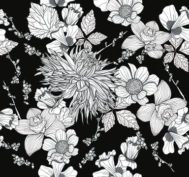 Seamless pattern with flowers. floral background. Stock Illustration