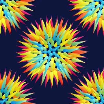 Seamless pattern with flowers. Floral stylish modern wallpaper. 3d vector ill Stock Illustration