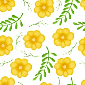 Seamless pattern flowers, forest green, gray leaves garland, white background Stock Illustration