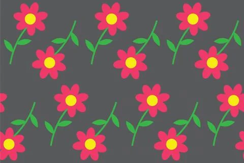 Seamless pattern with flowers on gray board. Spring illustration Stock Illustration