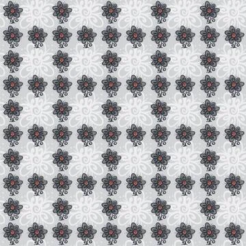 Seamless pattern with flowers on gray Stock Illustration