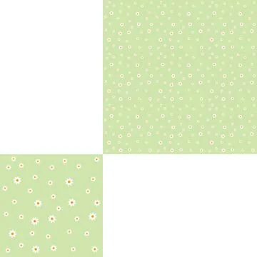Seamless pattern of flowers on the green background with pattern unit. Stock Illustration