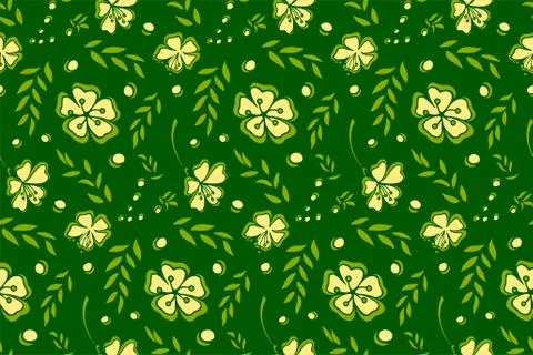 Seamless pattern with flowers on green background Stock Illustration