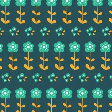 Seamless pattern with flowers on a green background. Stock Illustration