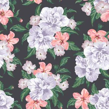 Seamless pattern with flowers. Illustrazione stock