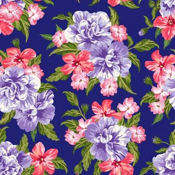 Seamless pattern with flowers. Illustrazione stock