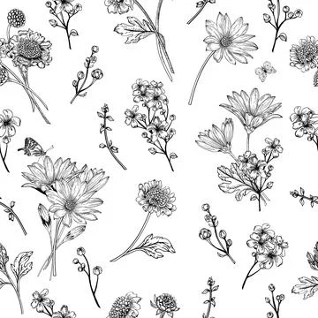 Seamless pattern with flowers. Stock Illustration