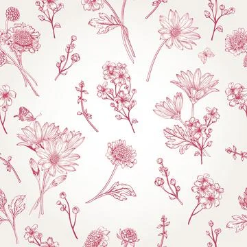 Seamless pattern with flowers. Illustrazione stock