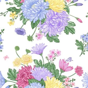 Seamless pattern with  flowers. Stock Illustration