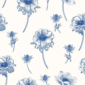 Seamless pattern with flowers. Illustrazione stock