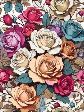 Seamless Pattern of Flowers Stock Illustration