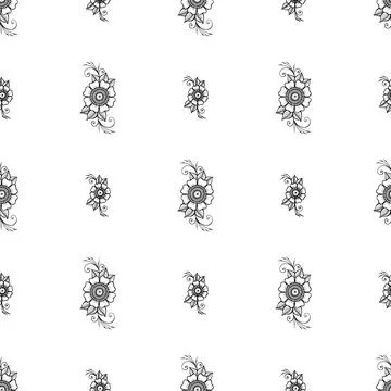 Seamless pattern of flowers in indian style. Mehndi henna tattoo hand drawn b Stock Illustration