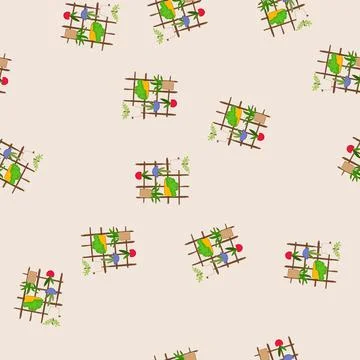 Seamless pattern flowers indoor vertical garden cartoon vector Stock Illustration