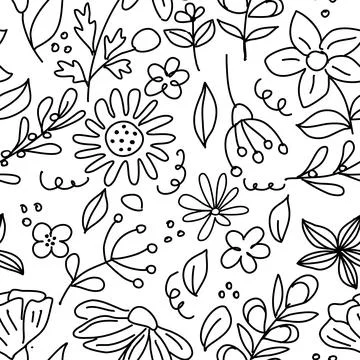 Seamless pattern of flowers isolated on white. Vector illustration Stock Illustration