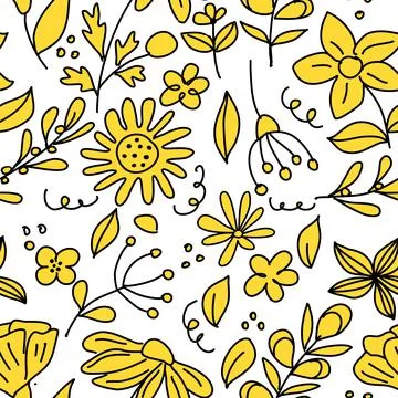 Seamless pattern of flowers isolated on white. Vector illustration Stock Illustration