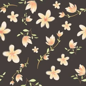 Seamless pattern of flowers on a light and dark background. Wallpaper with br Stock Illustration