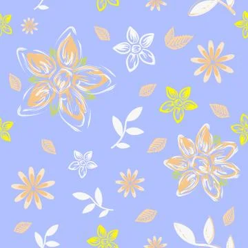 Seamless pattern of flowers on a light and dark background. Wallpaper with br Stock Illustration