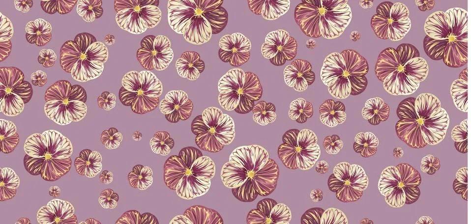 Seamless pattern flowers on lilac background Stock Illustration