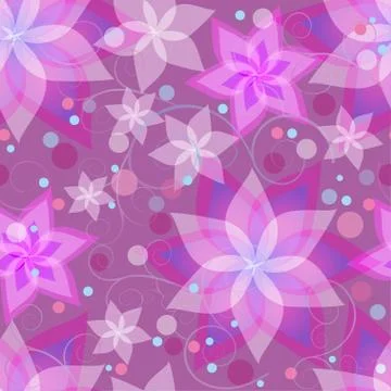 Seamless pattern with flowers lilies, circles and swirls イラスト素材