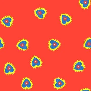 Seamless pattern flowers mexican heart cartoon vector Stock Illustration