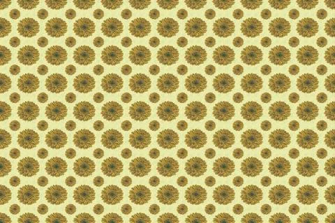 Seamless pattern of flowers in old gold and butterscotch colors Stock Illustration