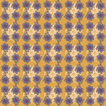 Seamless pattern with flowers on orange background Stock Illustration