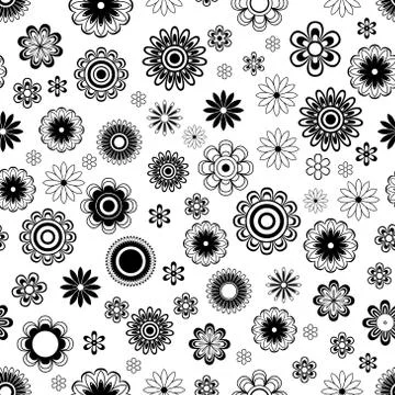 Seamless pattern with flowers over white Stock Illustration
