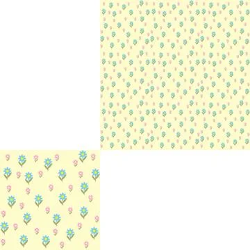 Seamless pattern of flowers with pattern unit. Stock Illustration