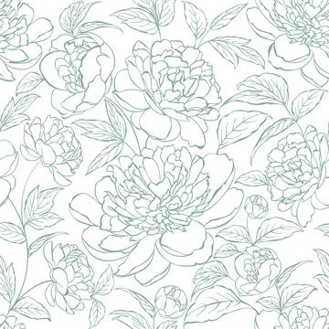 Seamless pattern from flowers of peonies on a white background. Illustrazione stock